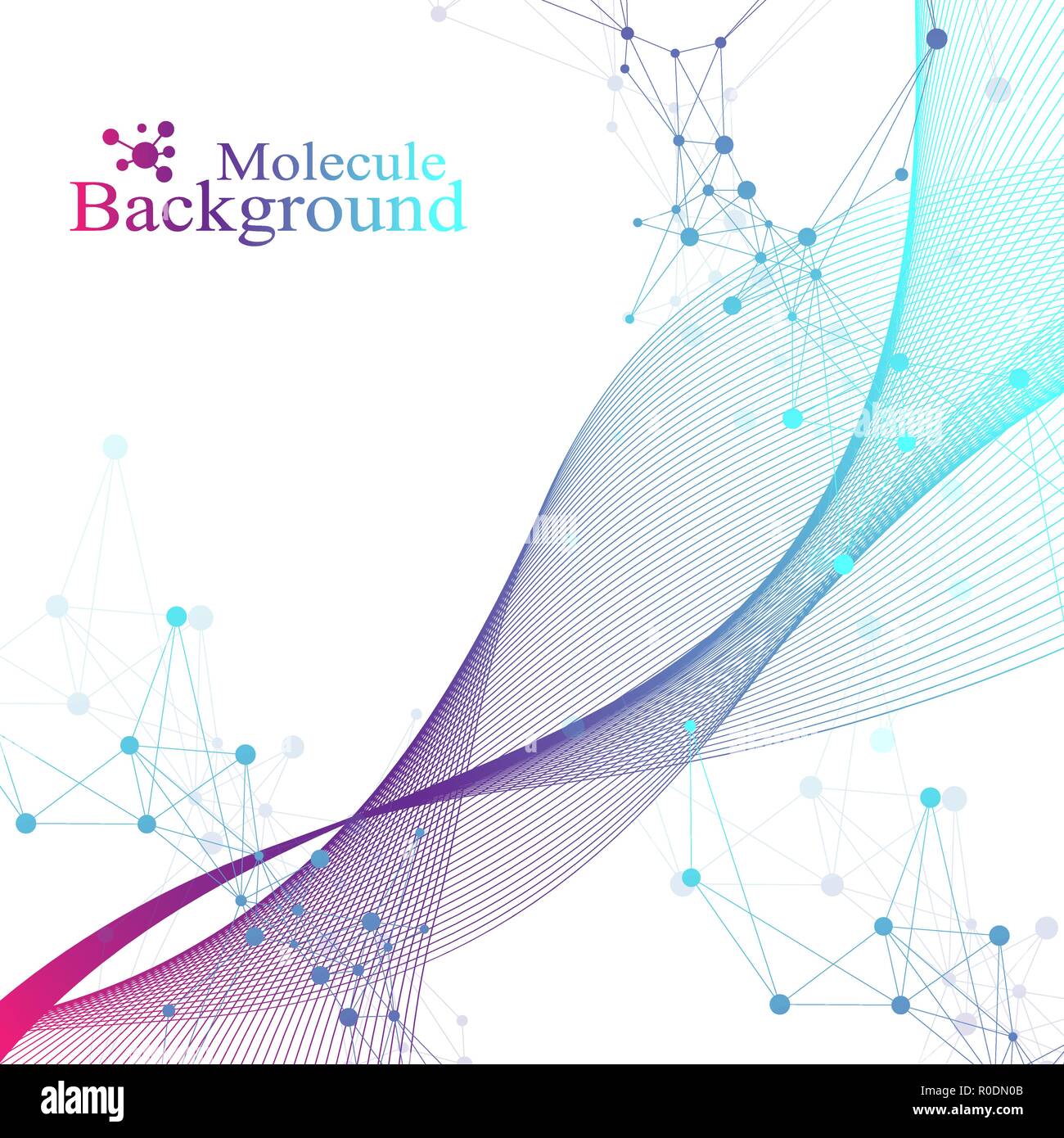 Wissenschaftliche Vektor-illustration Gentechnik und Genmanipulation Konzept. DNA-Helix, DNA-Strang, Molekül oder Atom, Neuronen. Abstrakte Struktur für Wissenschaft oder medizinischen Hintergrund. Wave Flow Stock Vektor