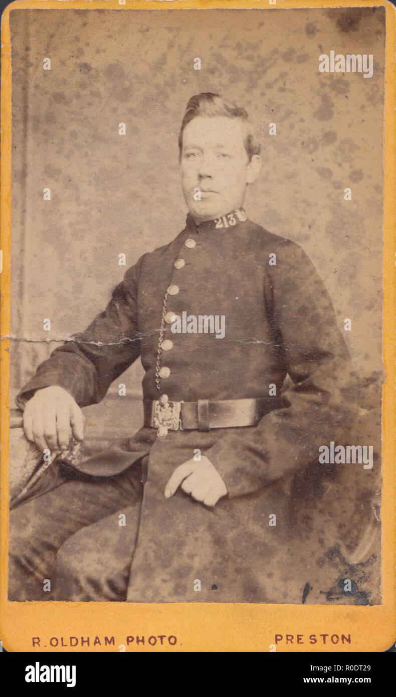 Preston, Lancashire CDV (Carte de Visite) eines viktorianischen Polizist. Kragen Nr. 213 Stockfoto