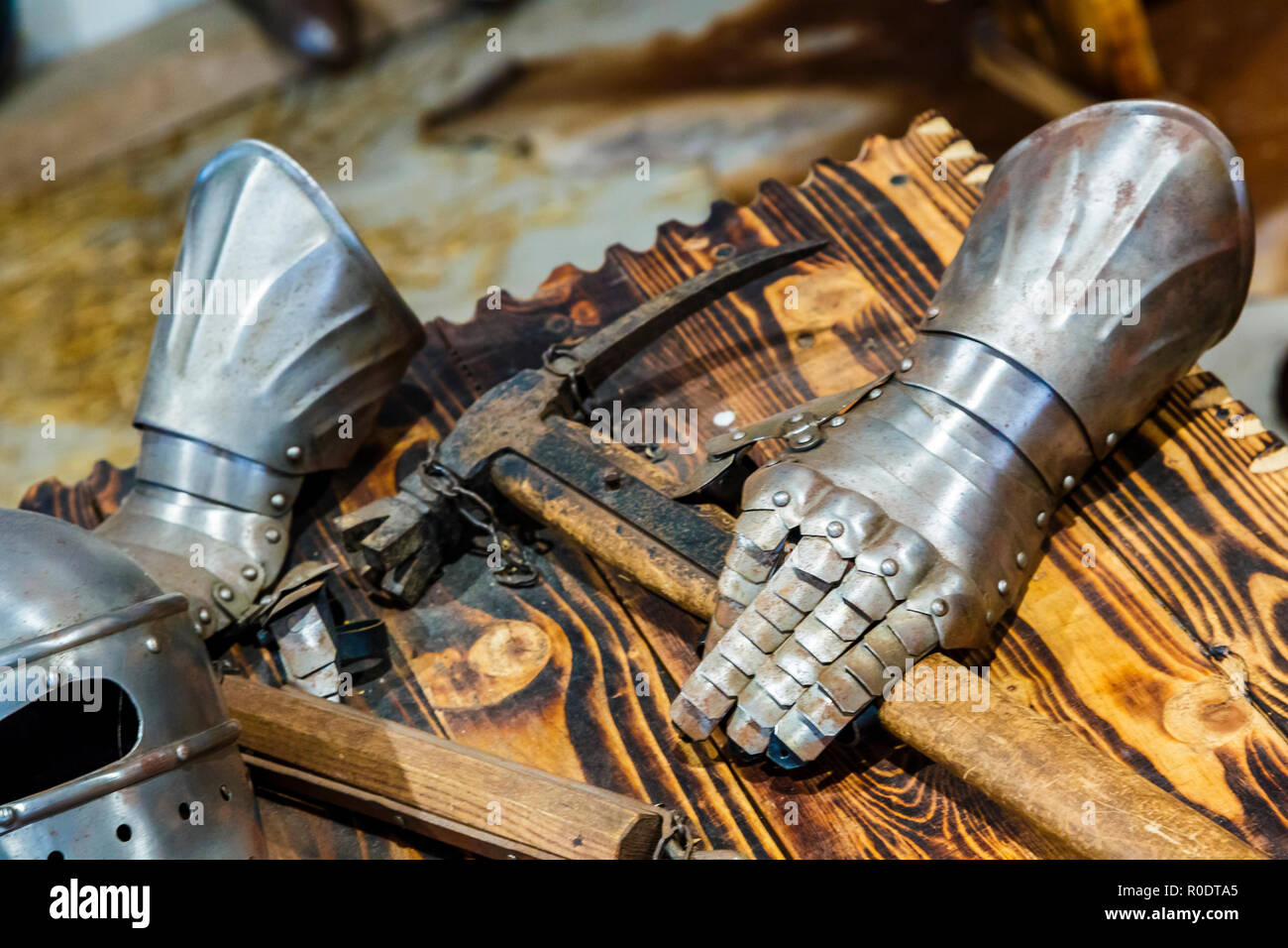 Mittelalterliche Rüstkammer. Stockfoto
