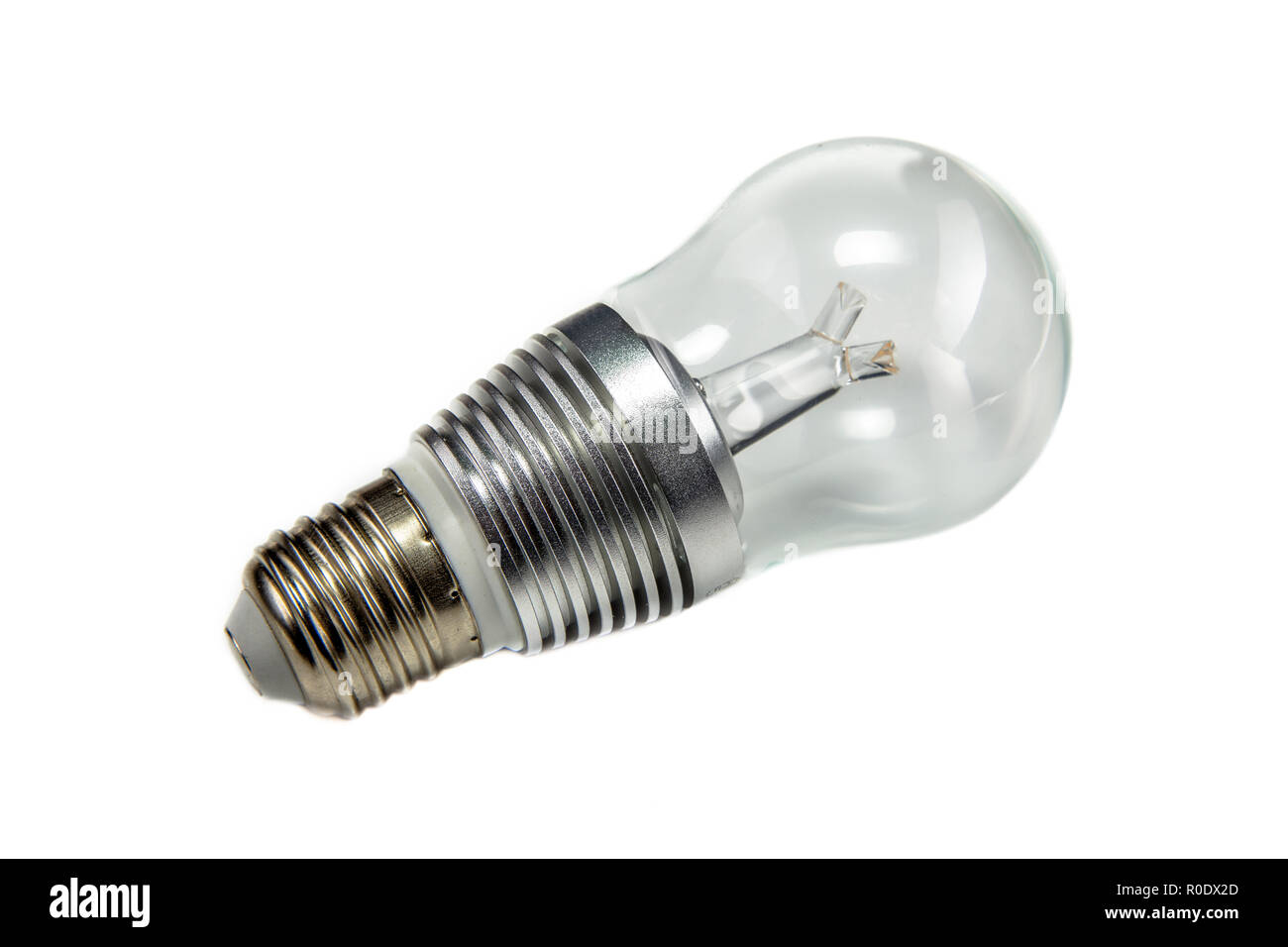 High Power LED-Lampe mit Dirigent auf weißem Hintergrund Stockfoto
