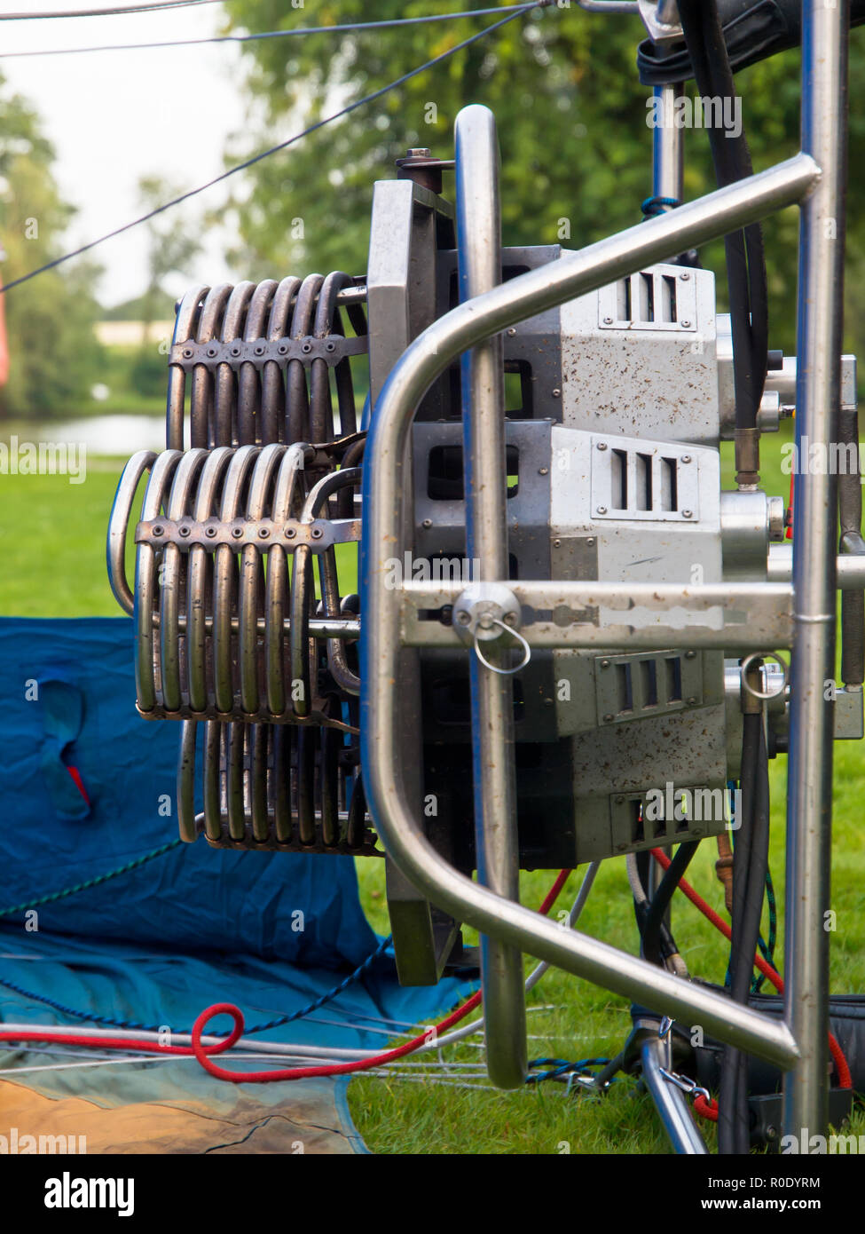 Detail eines modernen Gasbrenner von einem Heißluftballon Stockfoto