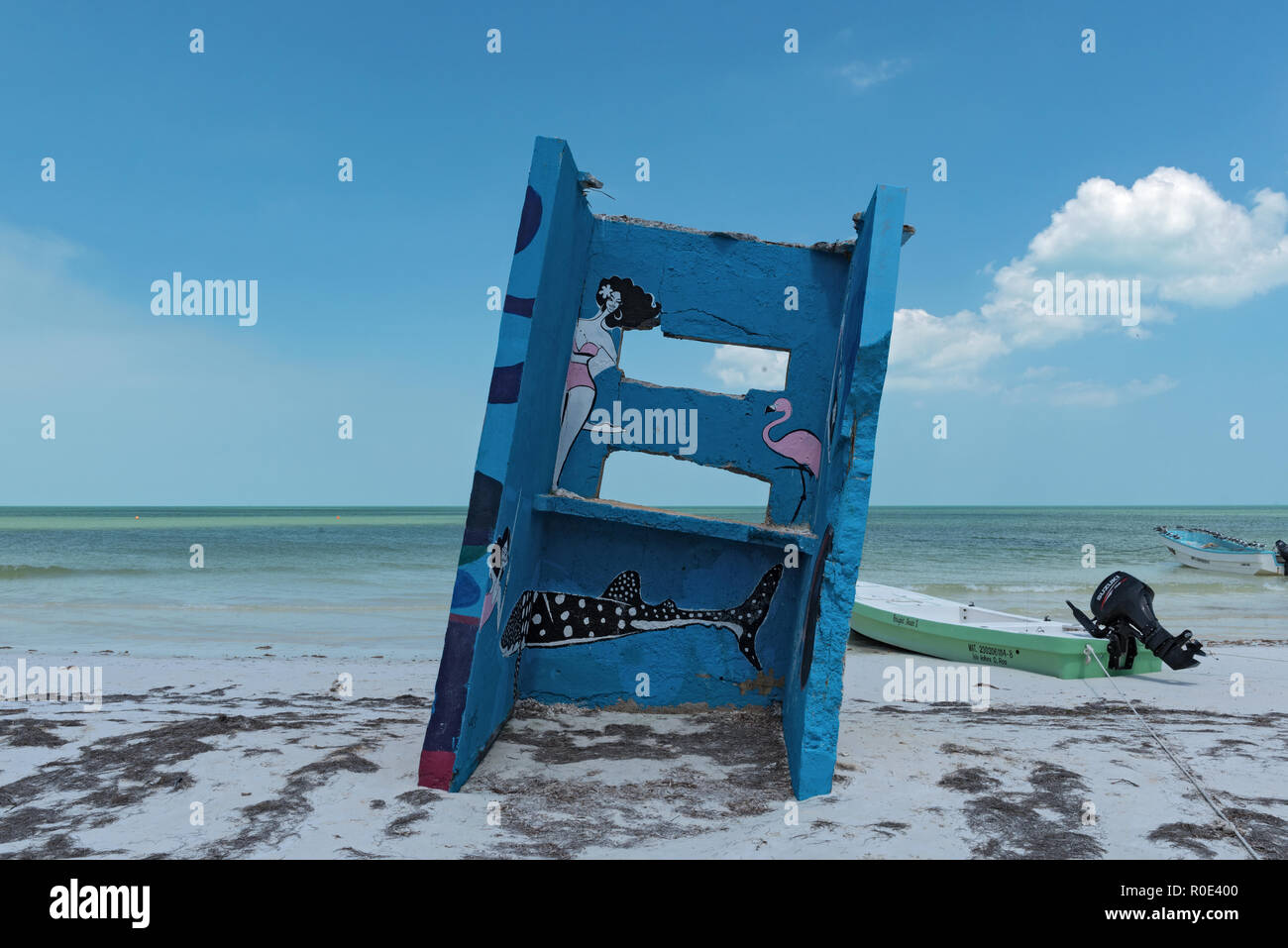 Strand von tropischen Insel Holbox, Quintana Roo, Mexiko. Stockfoto
