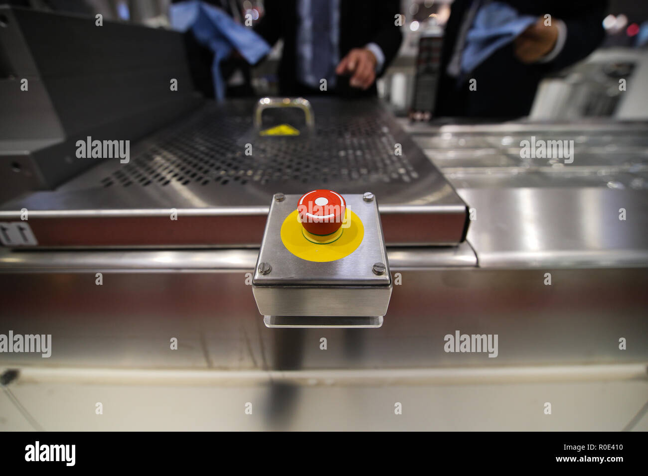 Not ON/OFF Industrie Switch der Lebensmittelindustrie. Not-aus Stockfoto