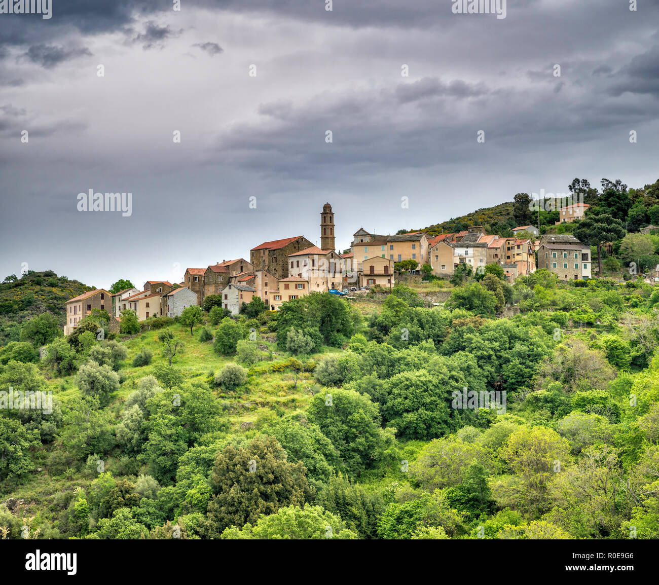 Stadt von Pieve, Nebbio Region, Departement Haute-Corse, Korsika, Frankreich Stockfoto