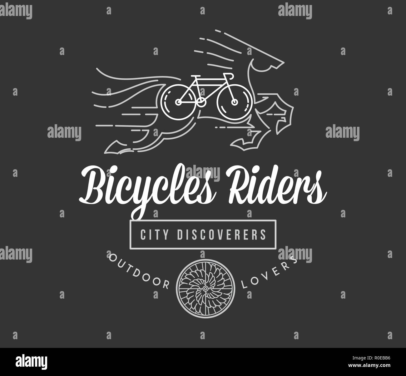 Fahrräder wahre Reiter Weiß auf Schwarz ist über Radfahren und entdecken Sie wunderschöne Orte Stock Vektor
