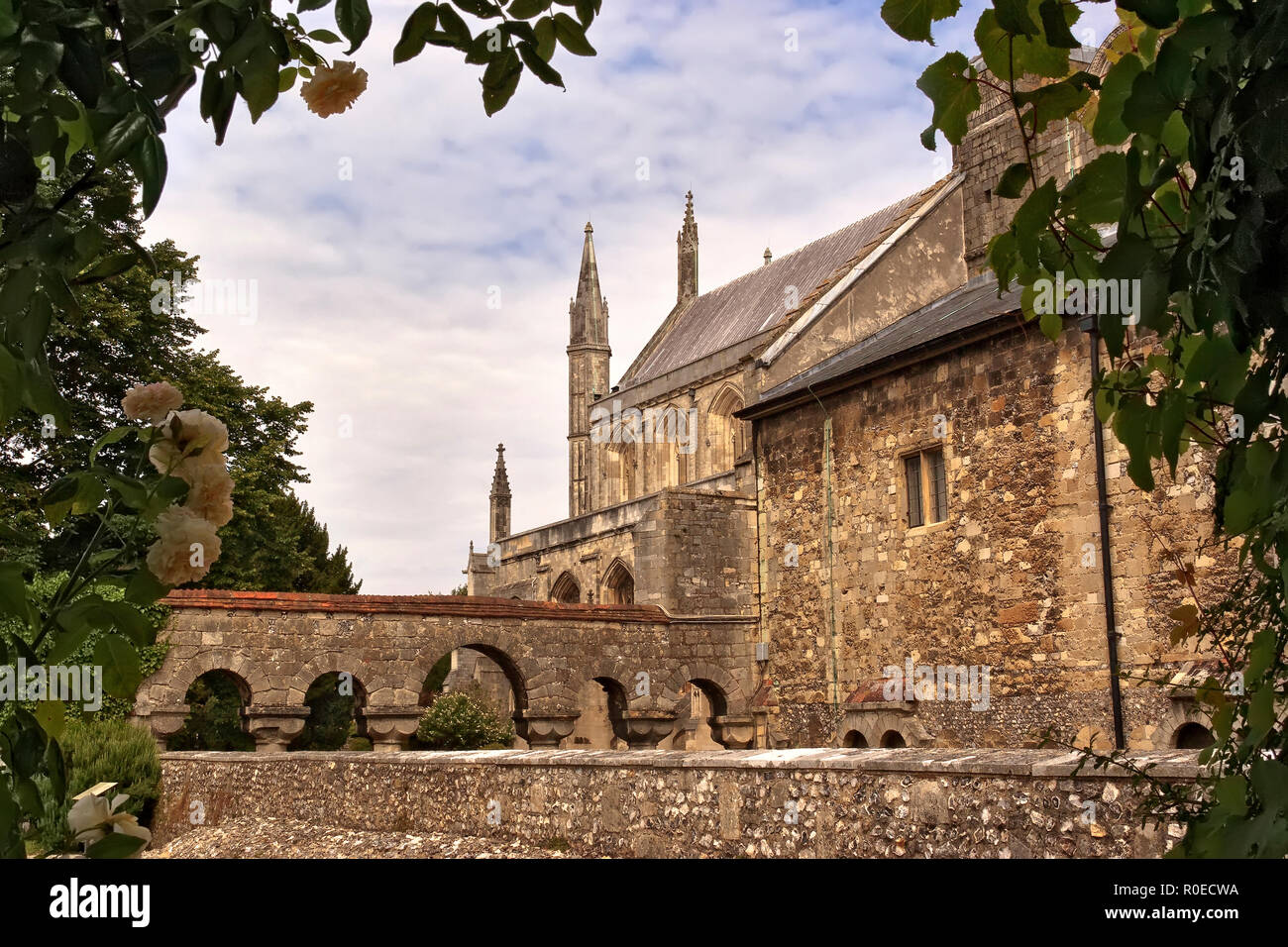 UK Winchester Kathedrale Seitenansicht Stockfoto