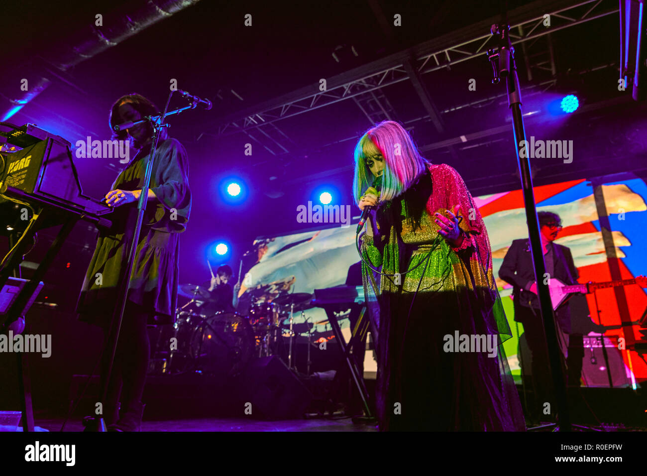 Liverpool, Großbritannien. November 3, 2018 - Kult elektronische Pioniere Ladytron live zum ersten Mal in 7 Jahren bei O2 Academy Liverpool Credit: Andy von Pip/ZUMA Draht/Alamy leben Nachrichten Stockfoto