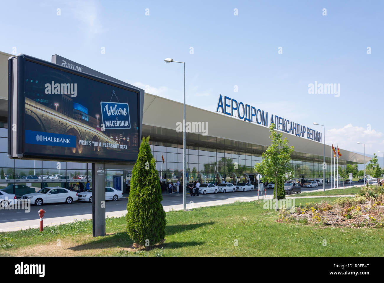 Alexander der Große Flughafen Skopje, Petrovec 1043, Skopje, Skopje Region, Republik Nördlich Mazedonien Stockfoto
