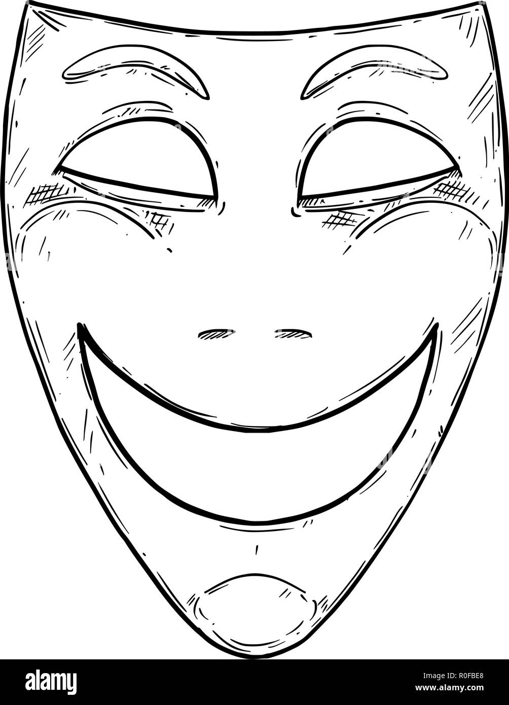 Vektor Künstlerische Zeichnung Abbildung: Glücklich lächelnde Komödie Maske Stock Vektor