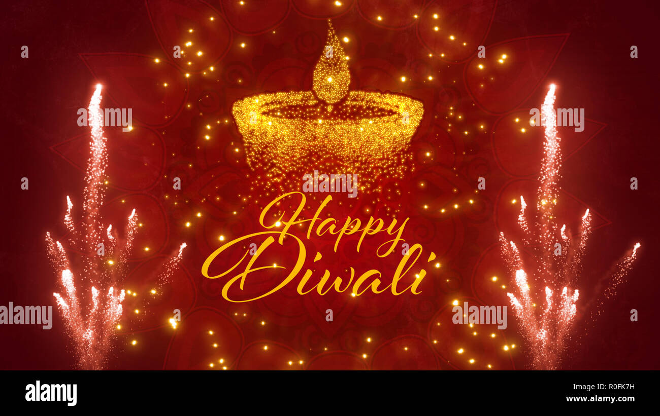 Happy Diwali (Hindu Festival der Lichter) Grüße Stockfoto
