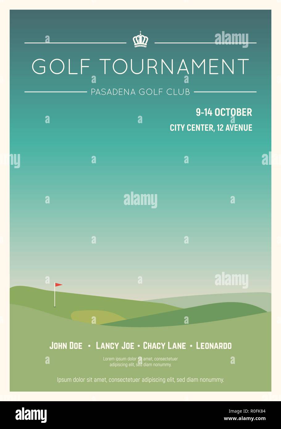 Lokales Golfturnier Poster Stock Vektor