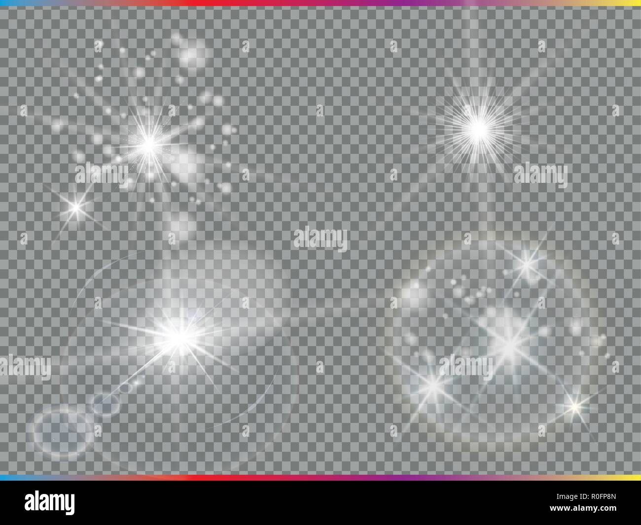 Golden lens flare isoliert. Glow transparente Vektor Lichteffekt, Explosion, Glitter, Funken, Sun Flash und Star Burst. Abstrakte durchscheinend besondere Element Design. Shine halbtransparente Comet Stock Vektor
