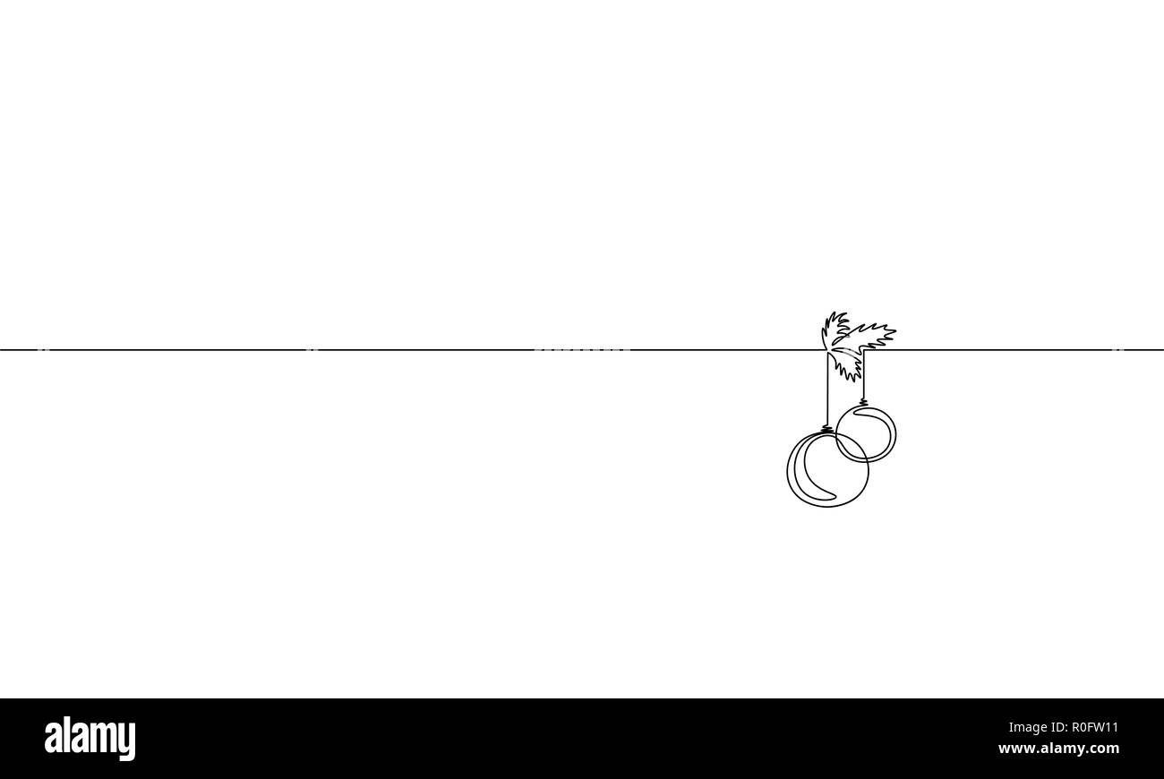 Frohe Weihnachten einzelnen kontinuierlichen Line Art. Urlaub Grußkarte deko Weihnachtsbaum Kugel silhouette Konzeption einer Skizze Maßbild Vector Illustration Stock Vektor