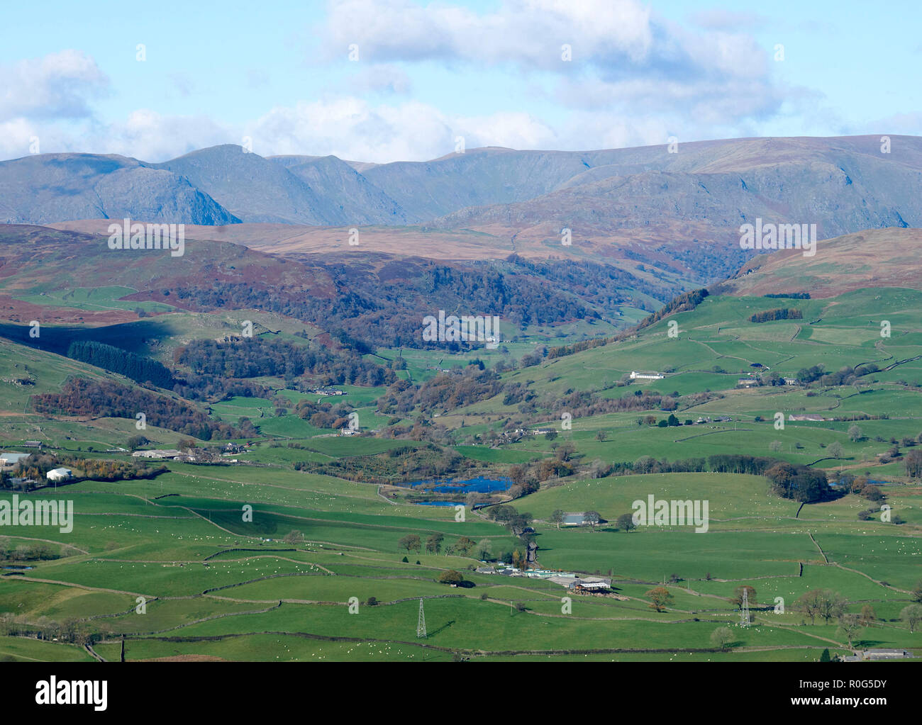 Der Lake District Berge aus der Luft, Cumbria, North West England, Großbritannien Stockfoto