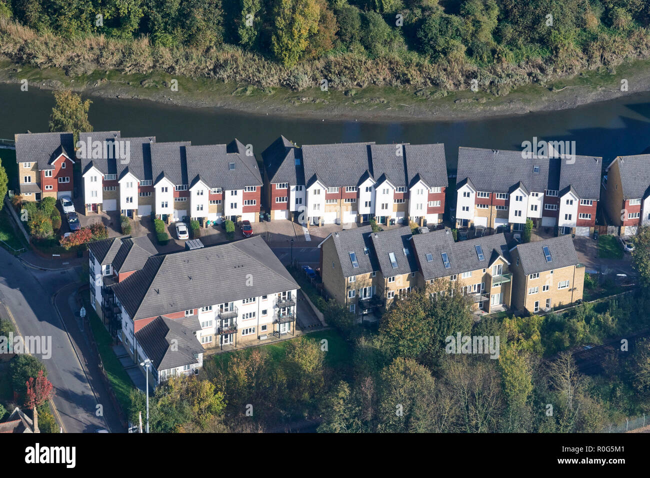 Ein luftbild der neuen Gehäuse Entwicklung, Aylesford, Kent, South East England, Großbritannien Stockfoto