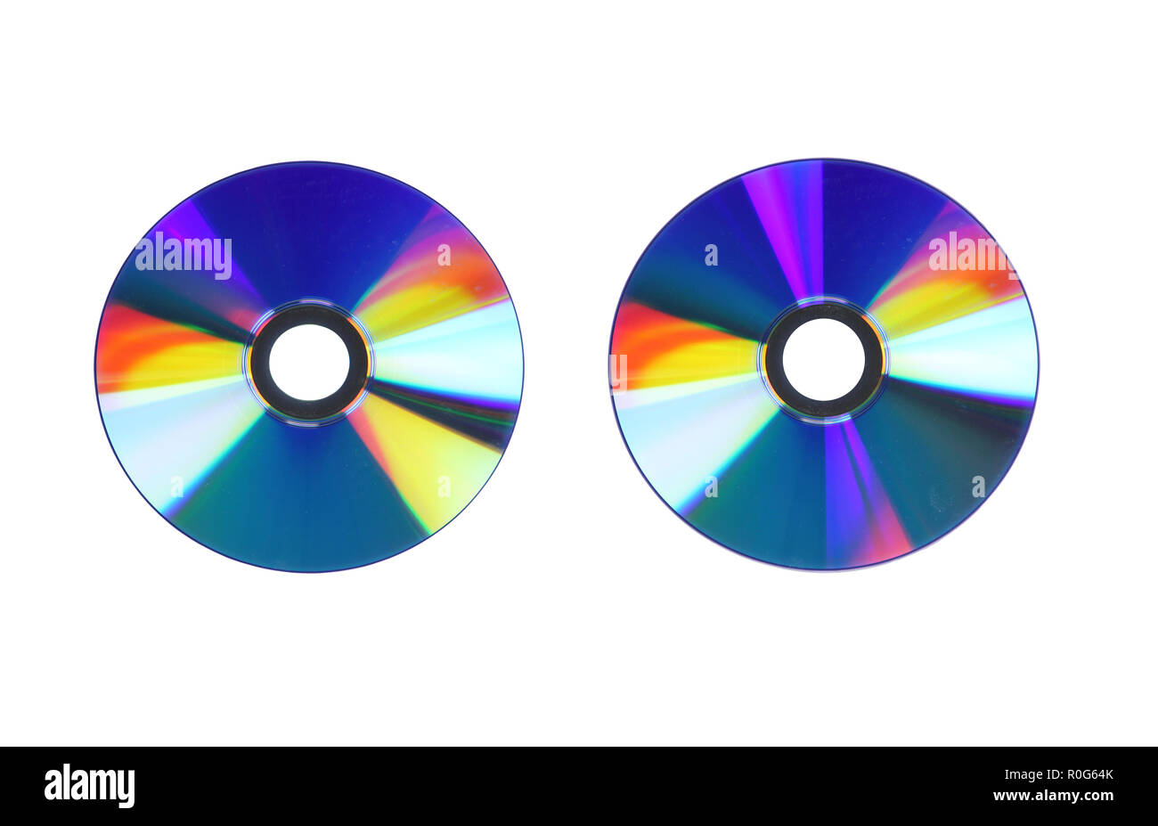 Hintere Compact Disc auf weißem Hintergrund. Stockfoto