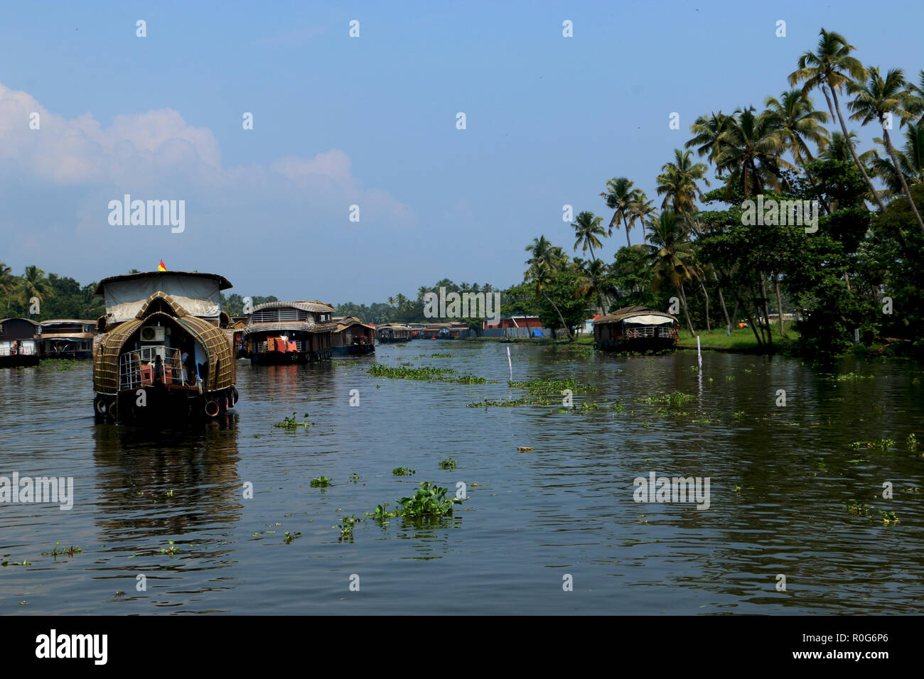 Haus Bootsfahrt auf Allappey Zurück Gewässer, Kerala Stockfoto