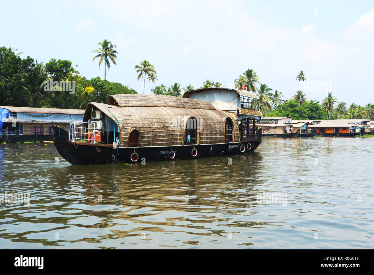 Haus Bootsfahrt auf Allappey Zurück Gewässer, Kerala Stockfoto