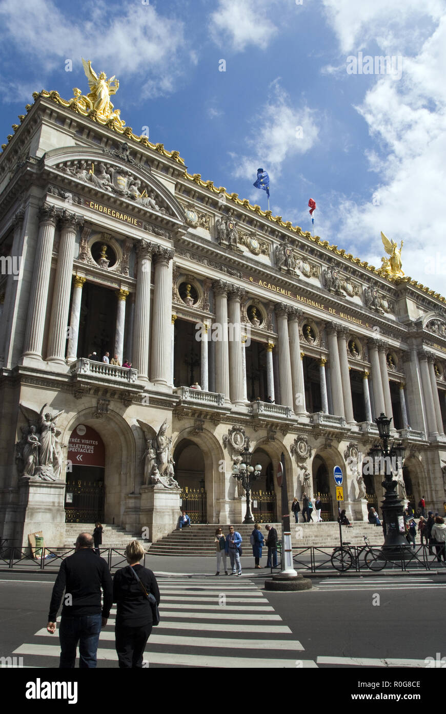 Das Palais Garnier (Palais Garnier) Oper, berühmt als die Einstellung für Gaston Leroux's 1910 Roman "Das Phantom der Oper", Paris, Frankreich. Stockfoto