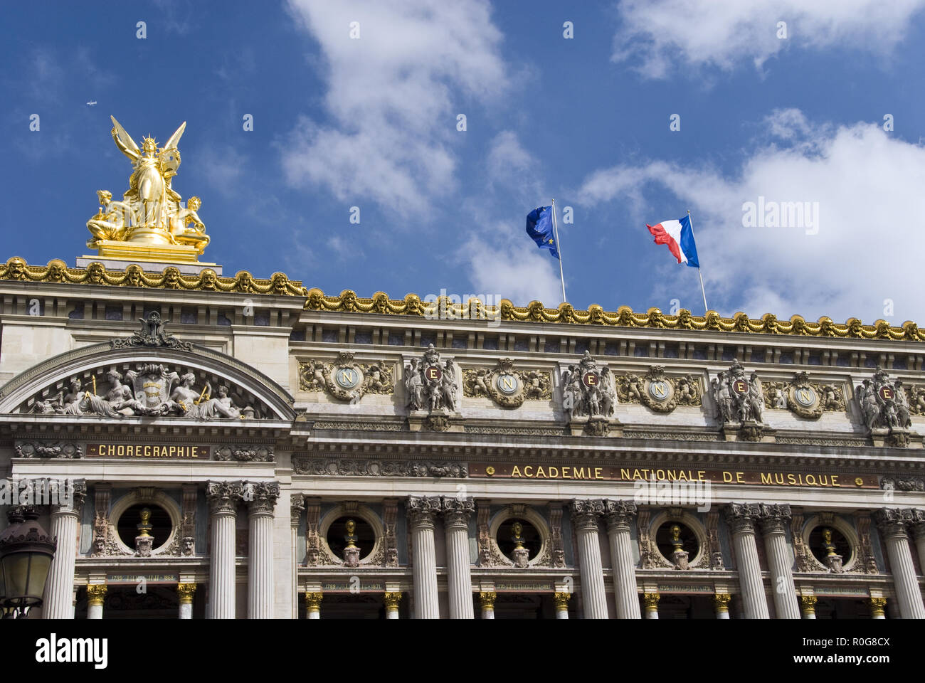 Das Palais Garnier (Palais Garnier) Oper, berühmt als die Einstellung für Gaston Leroux's 1910 Roman "Das Phantom der Oper", Paris, Frankreich. Stockfoto