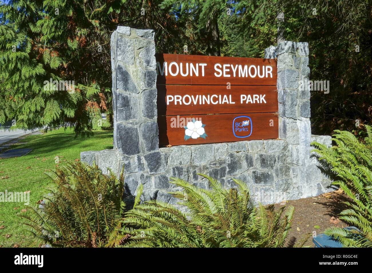 Eingang zu Mount Seymour Provincial Park in North Shore Mountains oben Stadt Vancouver British Columbia Kanada Stockfoto