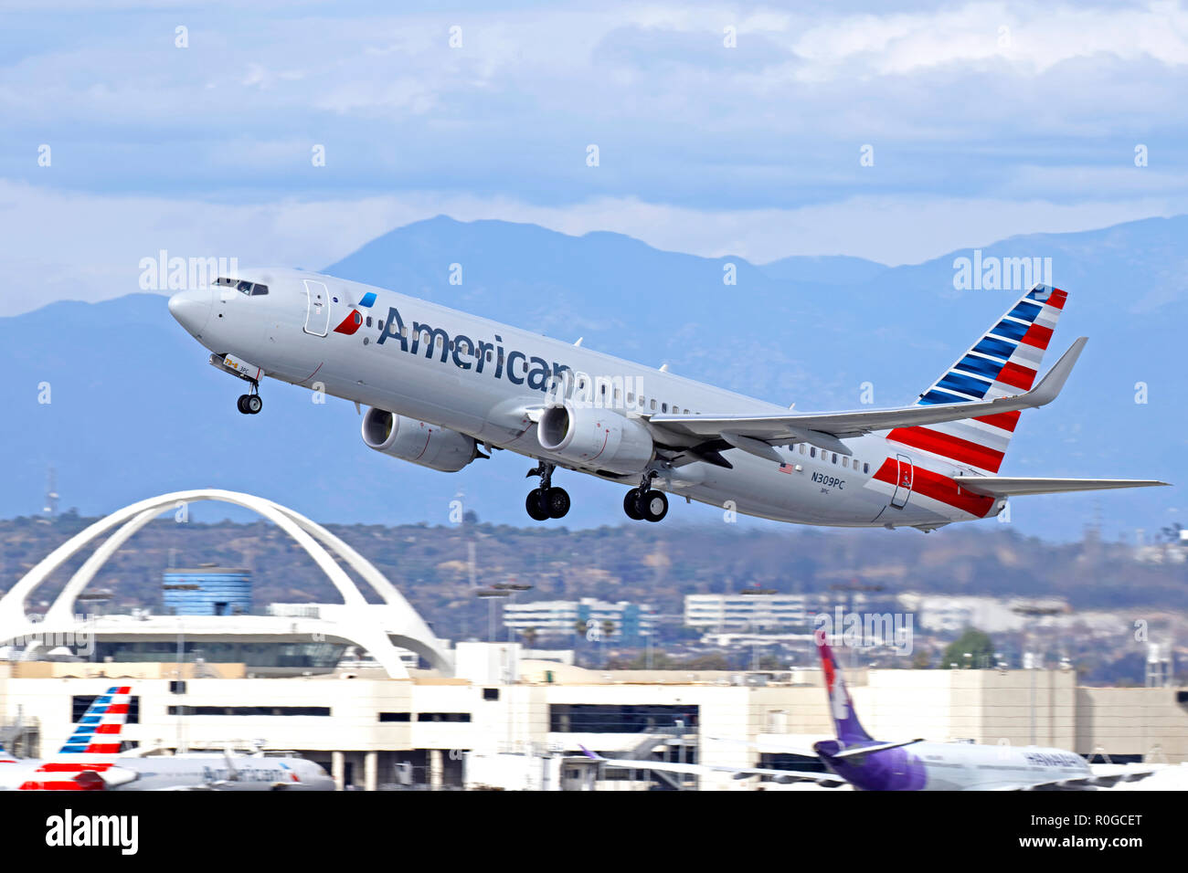 American Airlines 737-800 bei der Abreise vom Los Angeles International Airport (LAX) Stockfoto