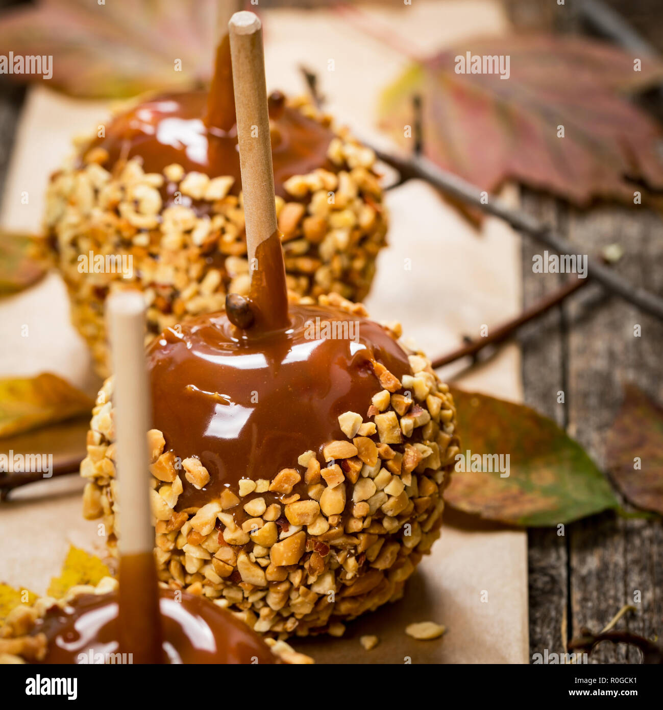 Caramel Candy Apple Stockfoto