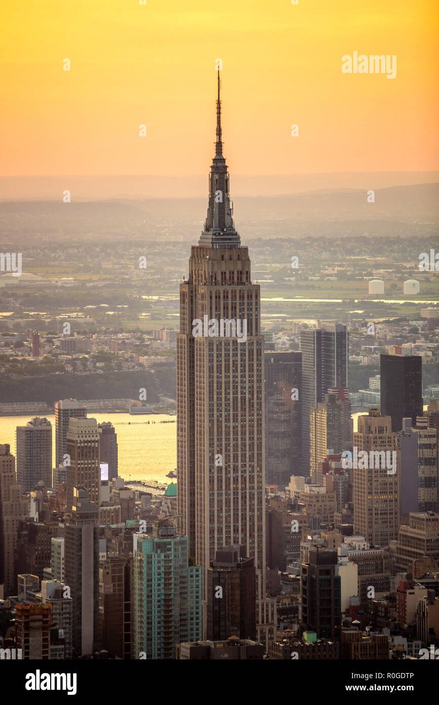 New York, New York/USA - 07 August 2018: Empire State Building Luftaufnahme Stockfoto