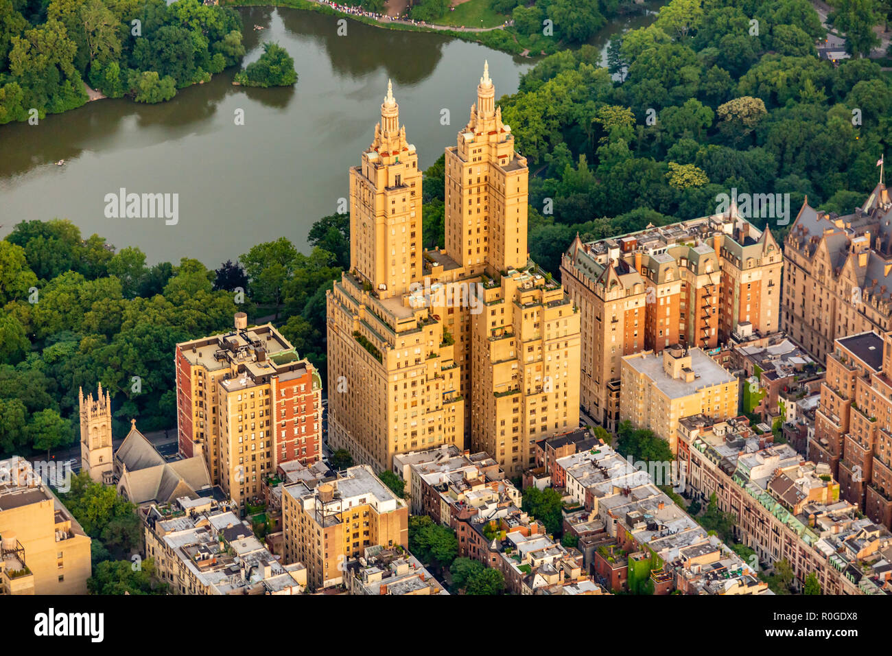 New York Central Park Luftaufnahme im Sommer Tag Stockfoto