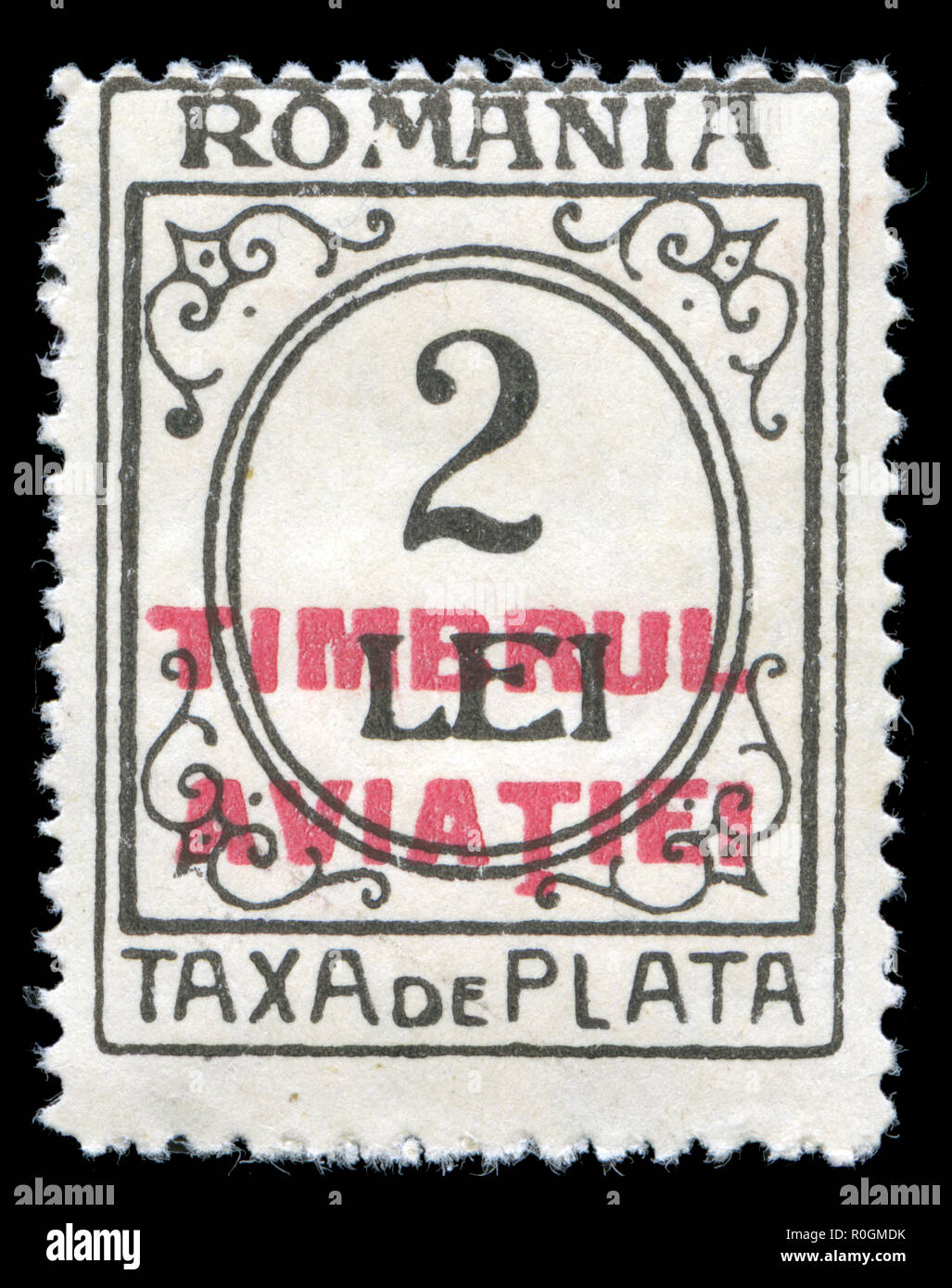 Briefmarke aus Rumänien in die Ziffer Design Serie 1920 ausgestellt Stockfoto