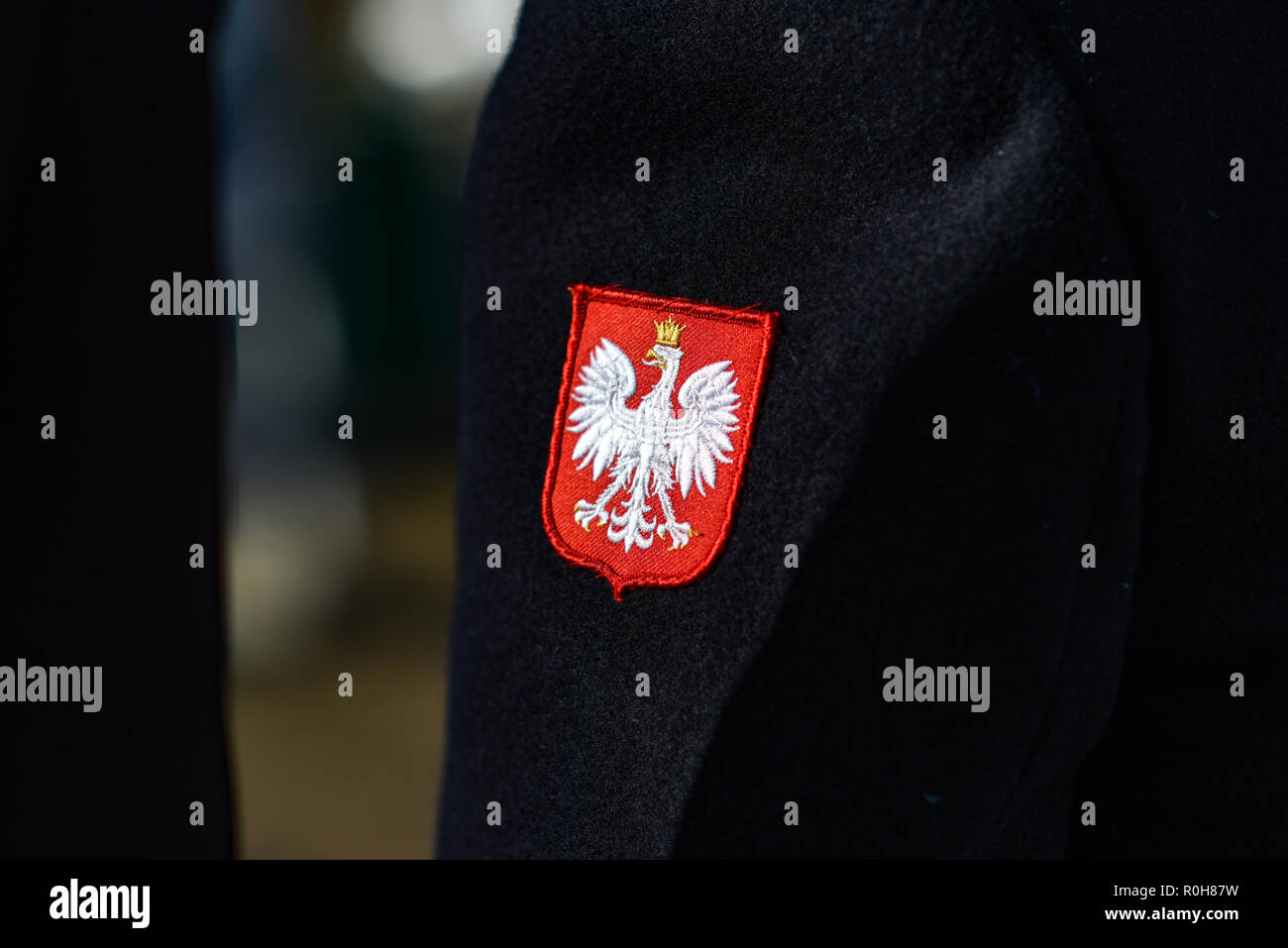 Polnische Emblem auf der Segler. Stockfoto