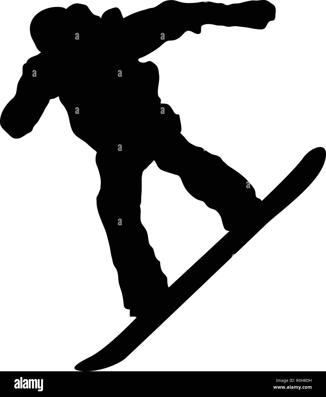 Snowboarder mann Silhouette. Schwarz auf Weiß. Vector Illustration. Stock Vektor