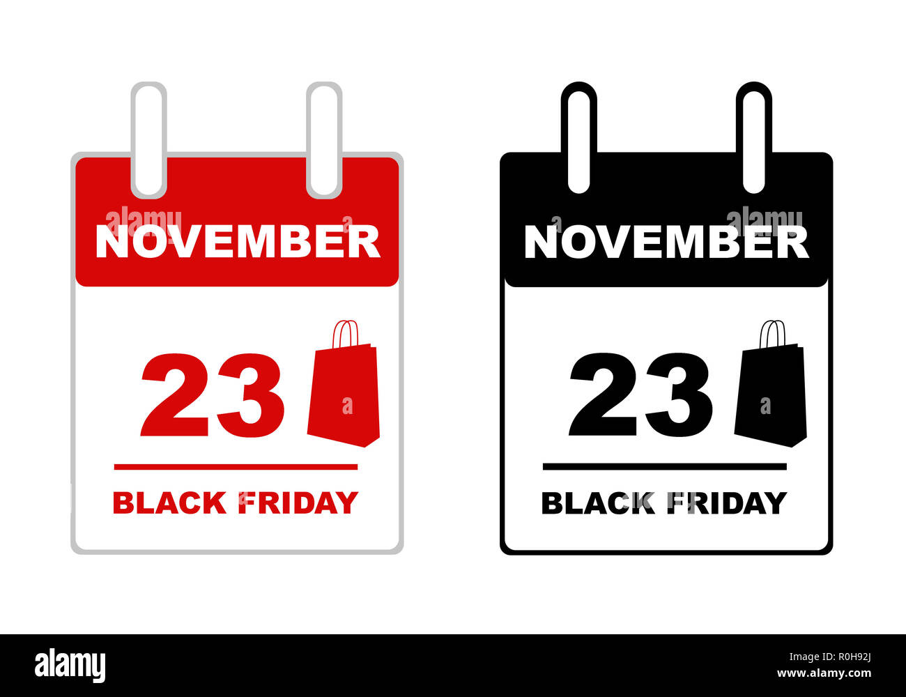 2018 Schwarzer Freitag Kalender isoliert auf weißem Stockfoto