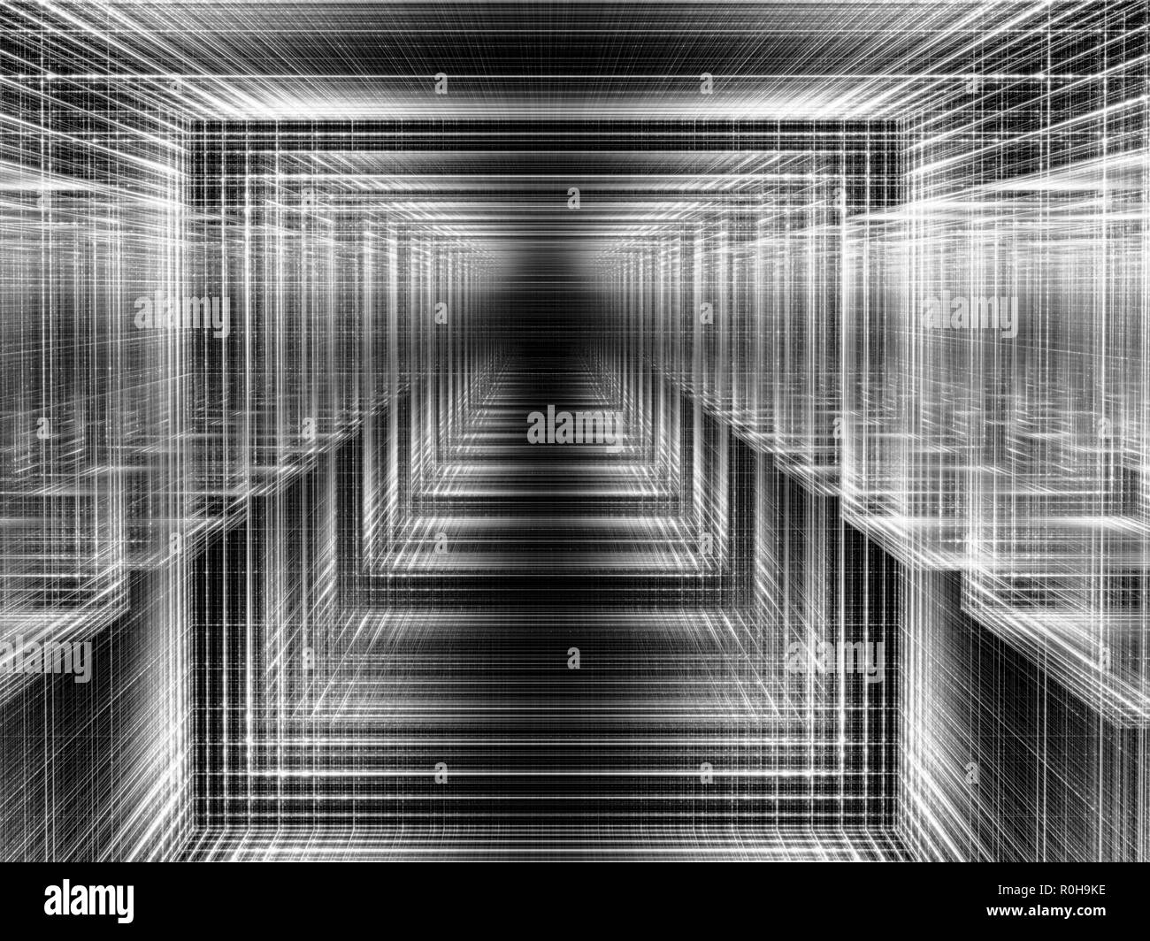 Abstrakte futuristische Graustufen Portal - digital erzeugte Bild Stockfoto