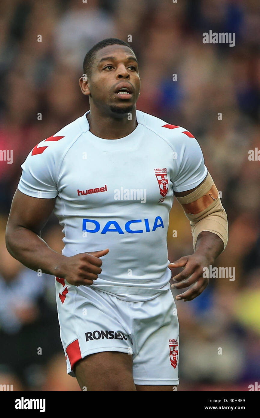 4. November, Anfield, Liverpool, England; Rugby League International Test Match, England V Neuseeland; Jermaine McGillvary von England Credit: Mark Cosgrove/News Bilder Stockfoto