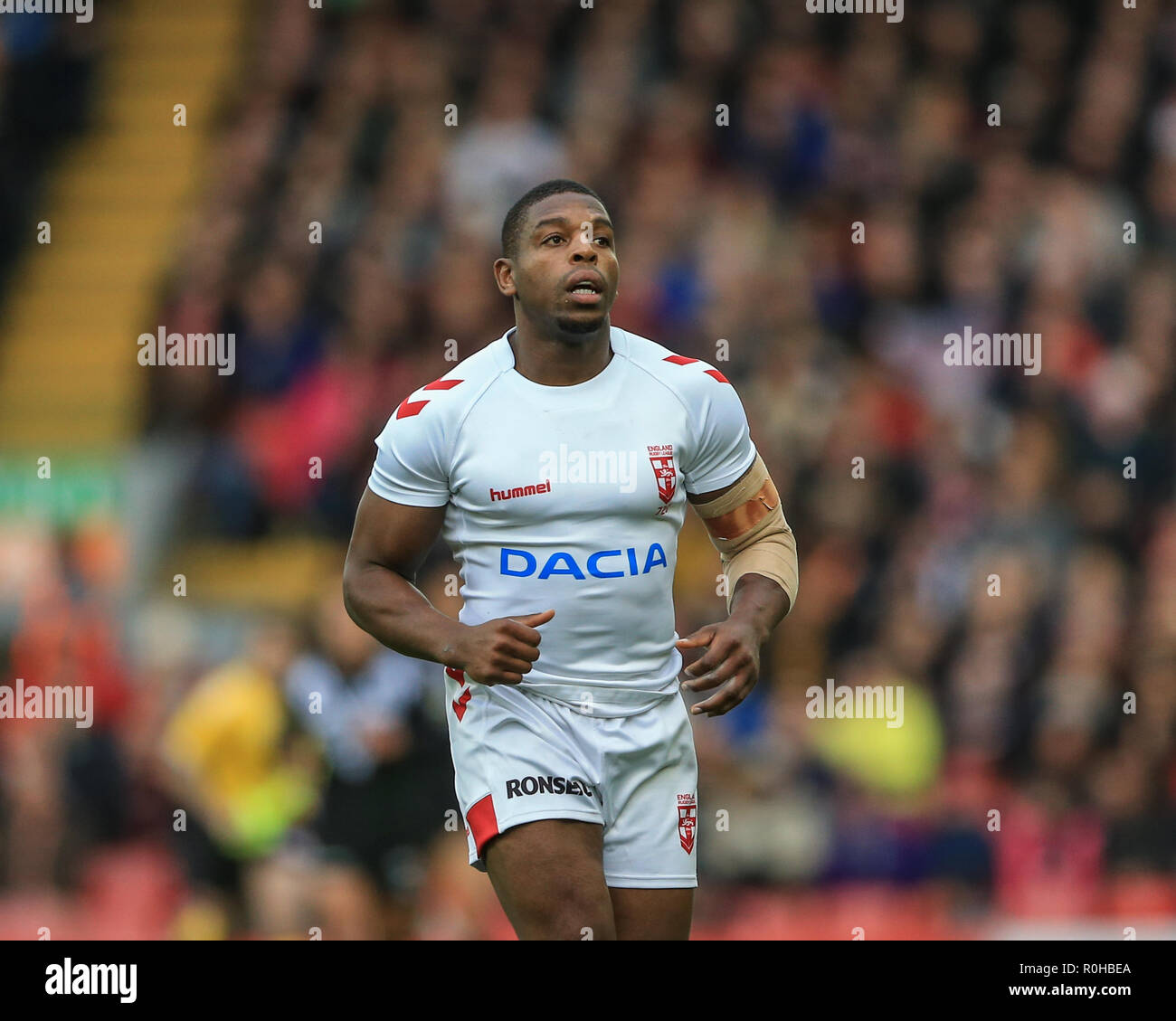 4. November, Anfield, Liverpool, England; Rugby League International Test Match, England V Neuseeland; Jermaine McGillvary von England Credit: Mark Cosgrove/News Bilder Stockfoto