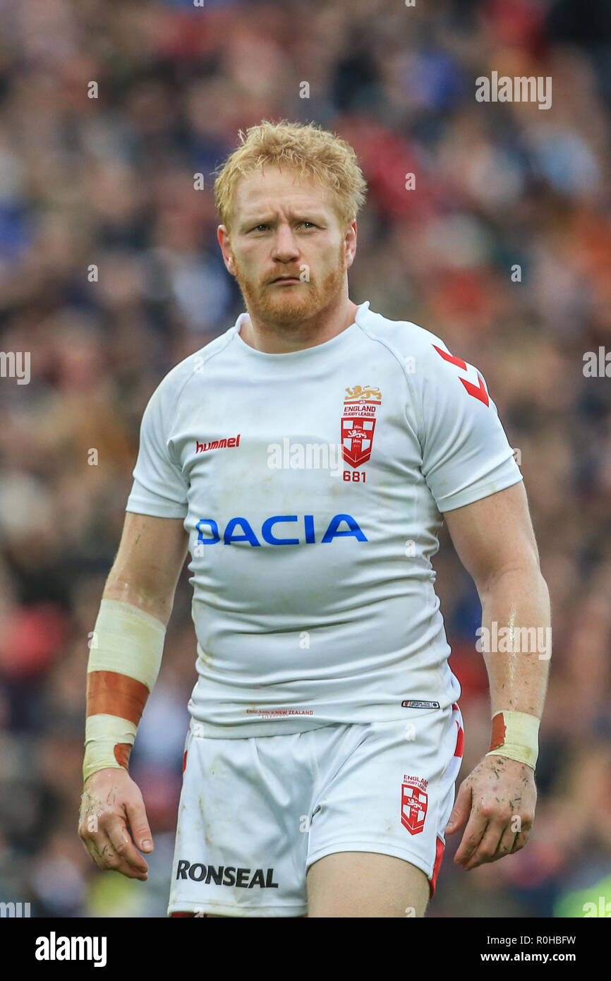 4. November, Anfield, Liverpool, England; Rugby League International Test Match, England V Neuseeland; James Graham aus England Credit: Mark Cosgrove/News Bilder Stockfoto