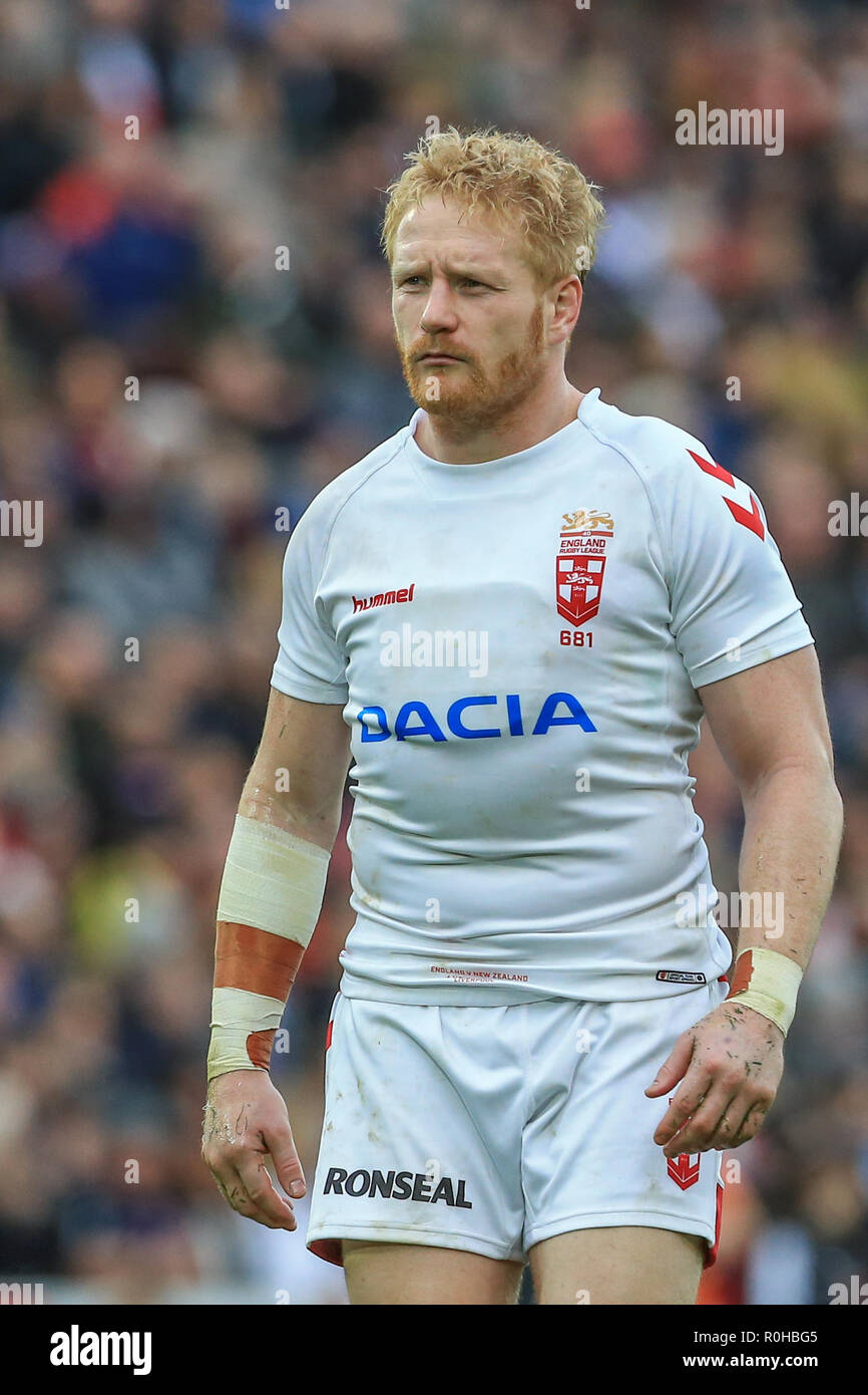 4. November, Anfield, Liverpool, England; Rugby League International Test Match, England V Neuseeland; James Graham aus England Credit: Mark Cosgrove/News Bilder Stockfoto