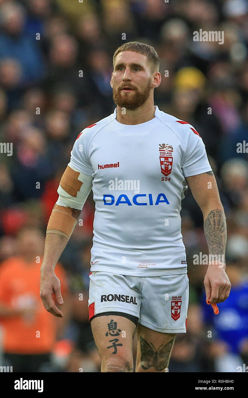 4. November, Anfield, Liverpool, England; Rugby League International Test Match, England V Neuseeland; Sam Tomkins von England Credit: Mark Cosgrove/News Bilder Stockfoto