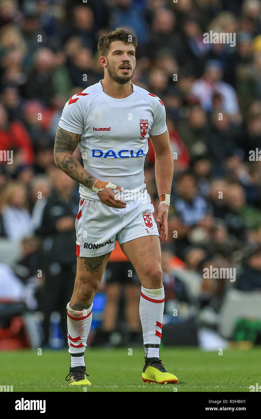 4. November, Anfield, Liverpool, England; Rugby League International Test Match, England V Neuseeland; Oliver Gildart von England Credit: Mark Cosgrove/News Bilder Stockfoto