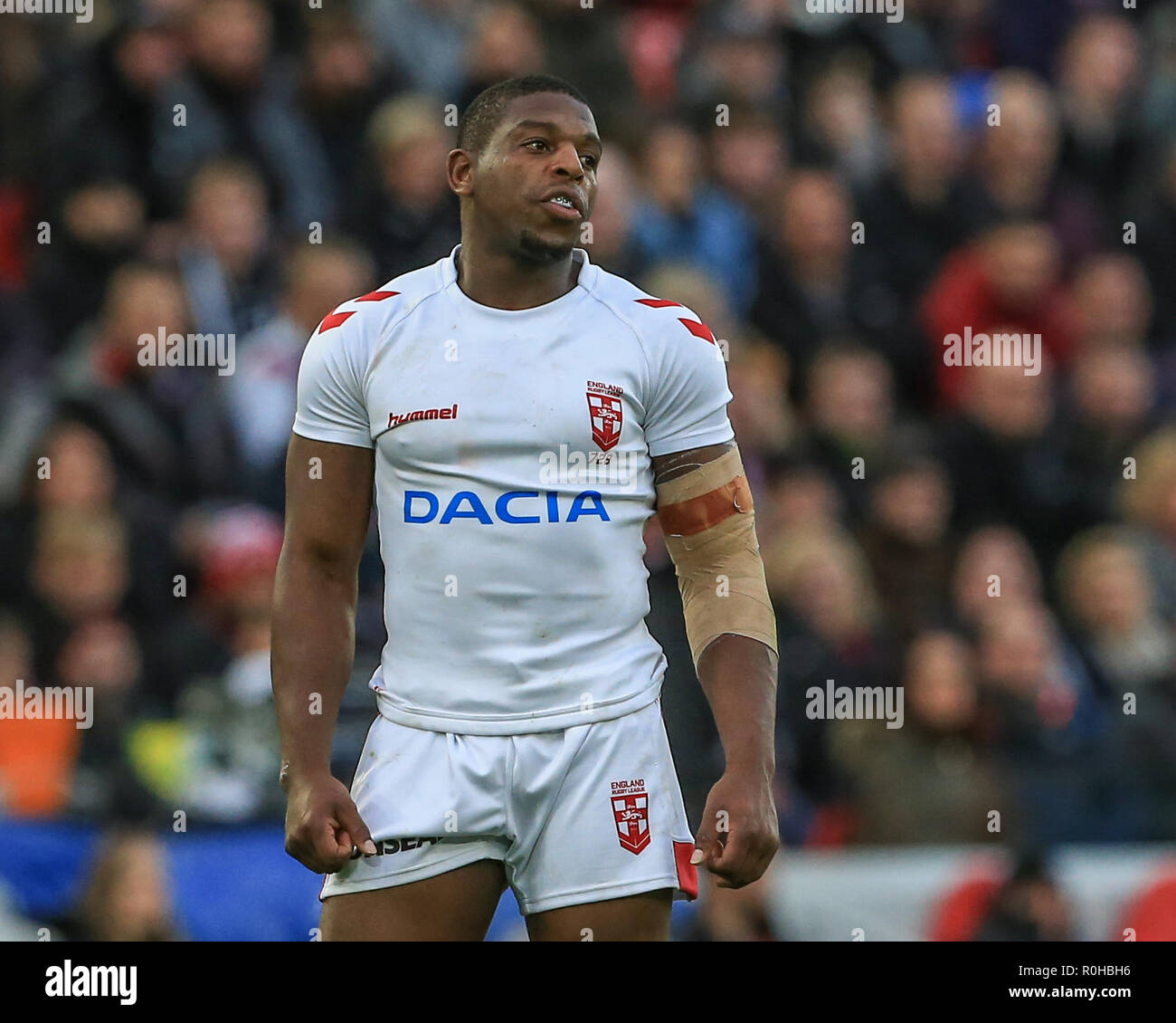 4. November, Anfield, Liverpool, England; Rugby League International Test Match, England V Neuseeland; Jermaine McGillvary von England Credit: Mark Cosgrove/News Bilder Stockfoto