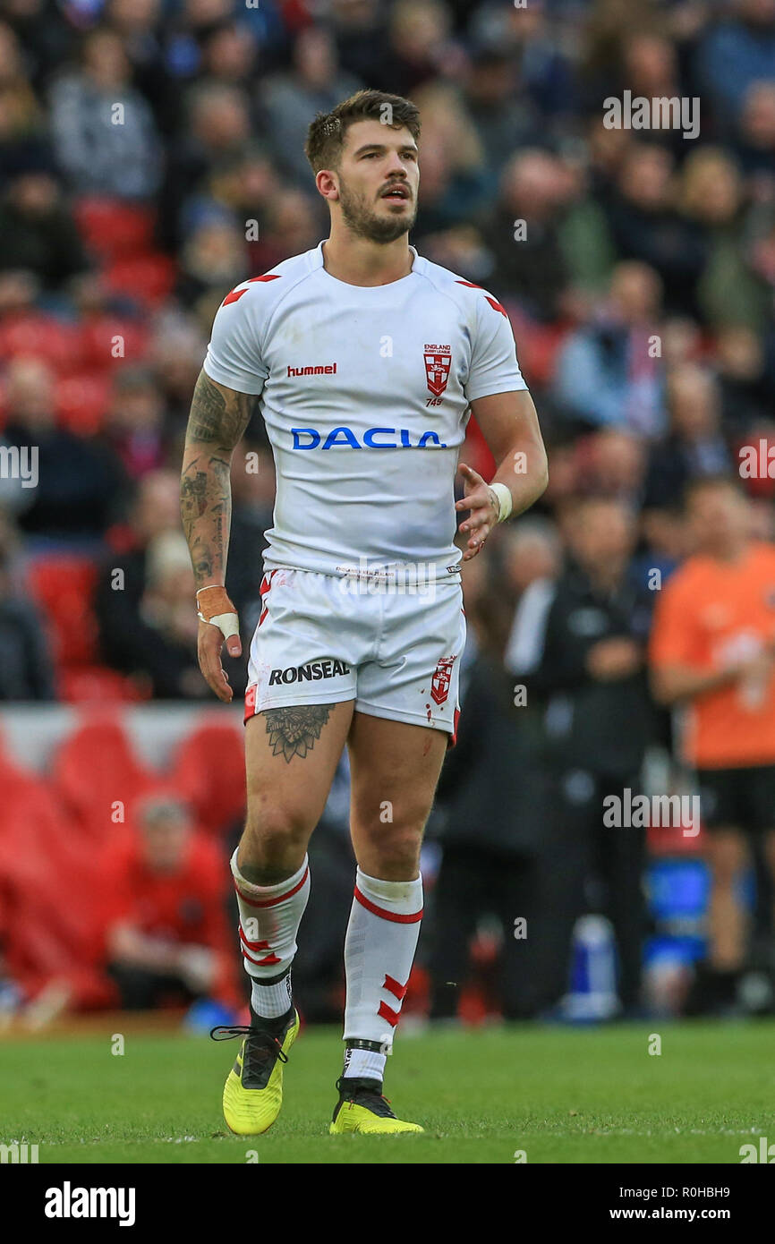 4. November, Anfield, Liverpool, England; Rugby League International Test Match, England V Neuseeland; Oliver Gildart von England Credit: Mark Cosgrove/News Bilder Stockfoto