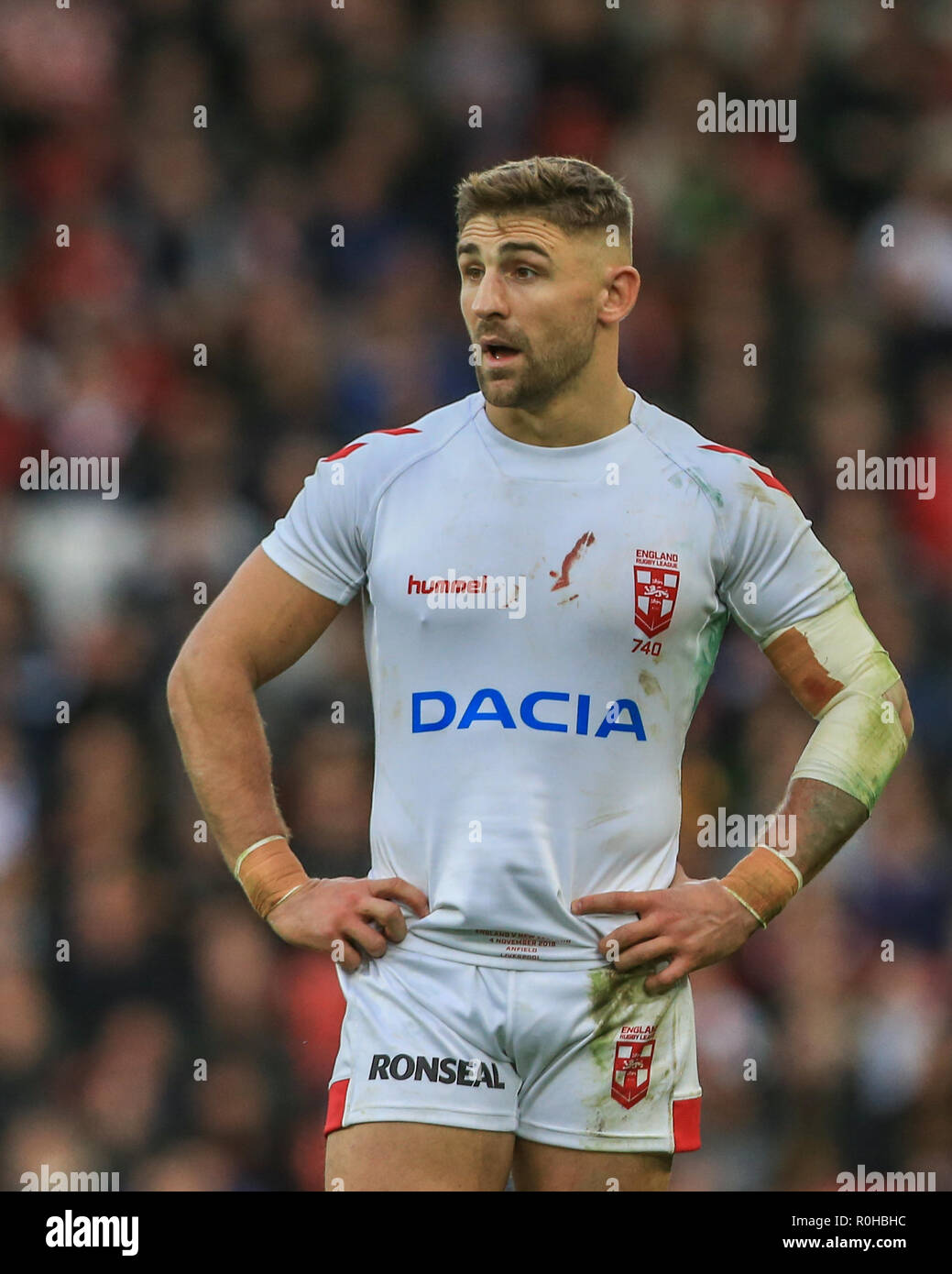 4. November, Anfield, Liverpool, England; Rugby League International Test Match, England V Neuseeland; Tommy Makinson von England Credit: Mark Cosgrove/News Bilder Stockfoto