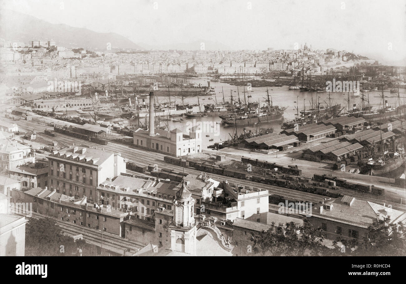 Genua, Italien. Panorama der Villa Rosazza, aus dem späten 19. Jahrhundert. Nach einer anonymen zeitgenössischen Fotografie. Stockfoto