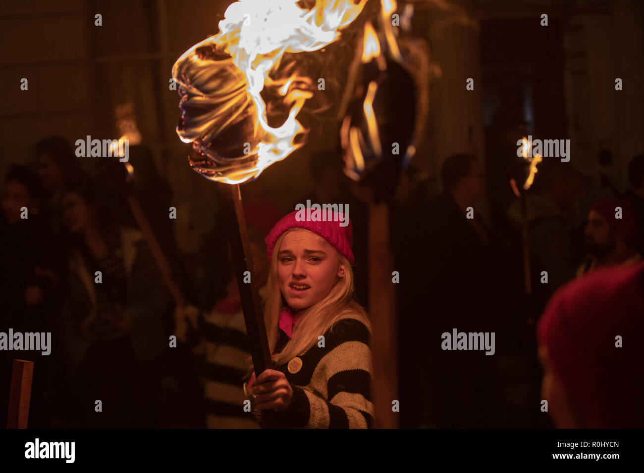 Lewes, England. 5. November 2018, Lewes Bonfire Night ist der größte 5. November feiern in der Welt, England. © Jason Richardson/Alamy leben Nachrichten Stockfoto