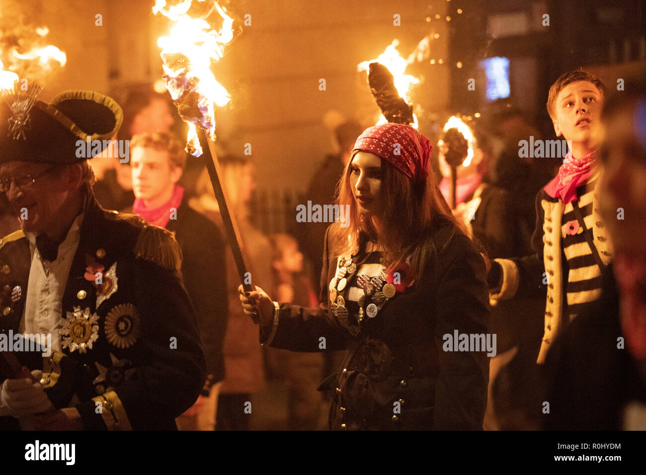 Lewes, England. 5. November 2018, Lewes Bonfire Night ist der größte 5. November feiern in der Welt, England. © Jason Richardson/Alamy leben Nachrichten Stockfoto