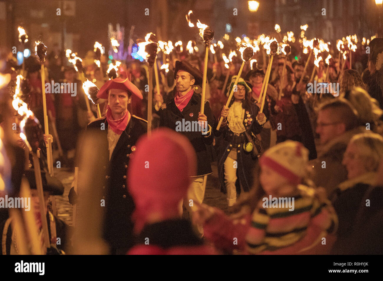 Lewes, England. 5. November 2018, Lewes Bonfire Night ist der größte 5. November feiern in der Welt, England. © Jason Richardson/Alamy leben Nachrichten Stockfoto