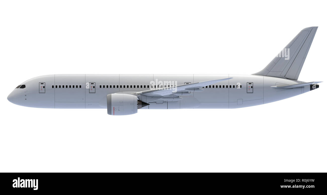 Kommerzielle Flugzeug. 3D-Render. Ansicht von links Stockfoto
