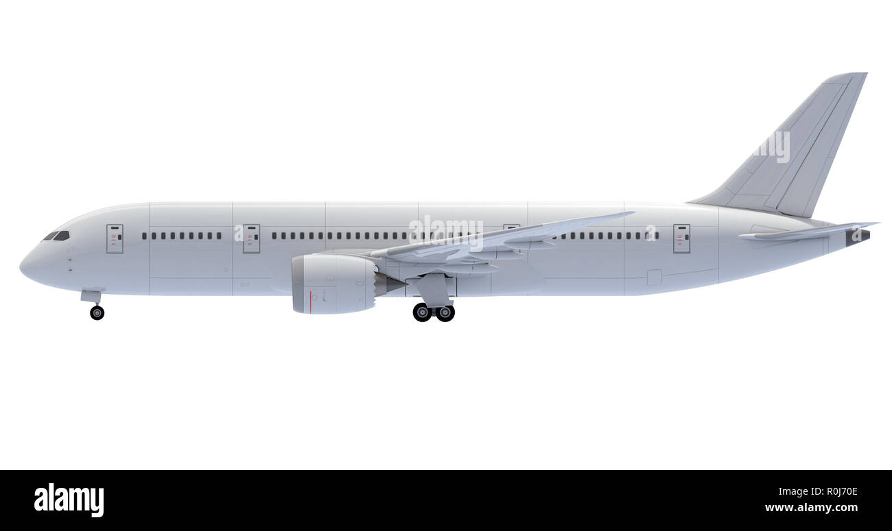 Kommerzielle Flugzeug. 3D-Render. Ansicht von links Stockfoto