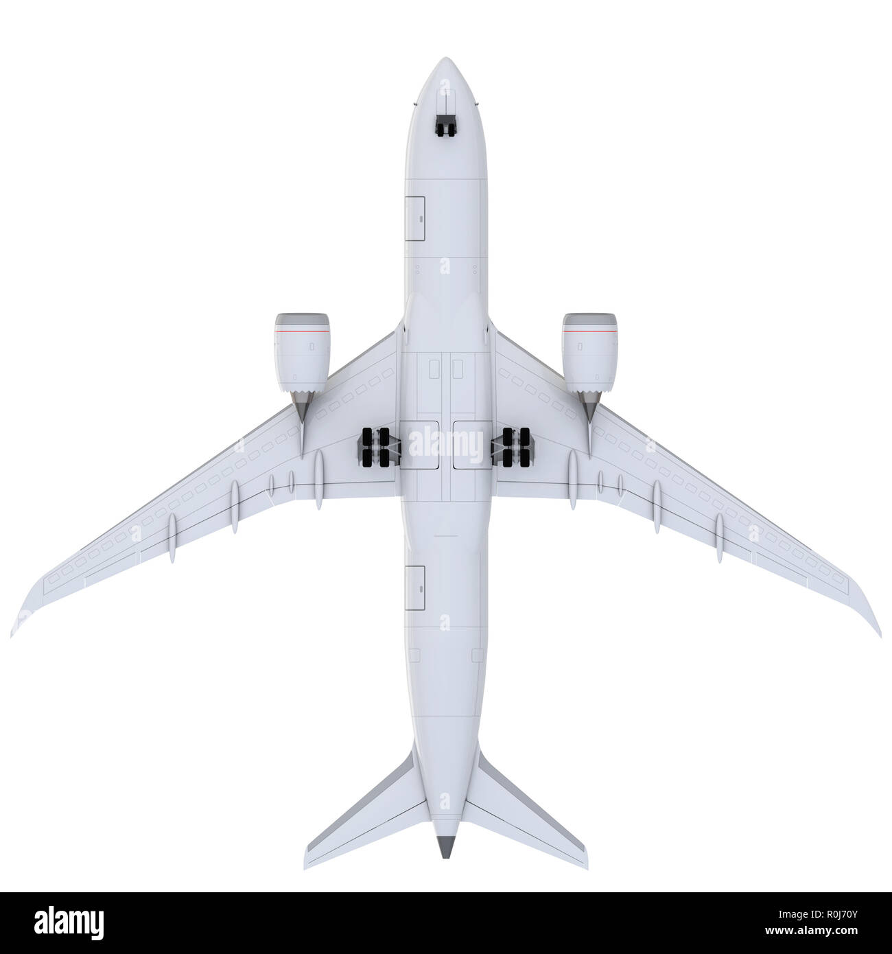 Kommerzielle Flugzeug. 3D-Render. Ansicht von unten Stockfoto